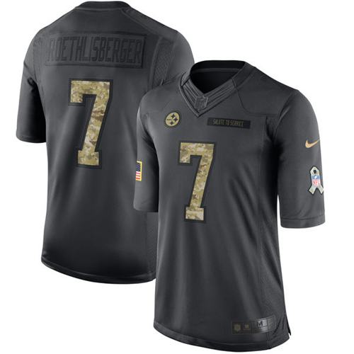 Pittsburgh Steelers #7 Ben Roethlisberger Black Men's Stitched Limited 2016 Salute to Service Jersey Men's