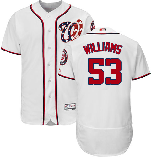 Washington Nationals #53 Austen Williams White Flexbase Authentic Collection Stitched Jersey Men's