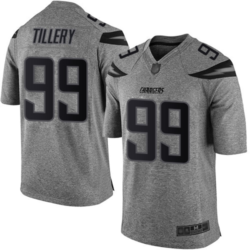 Los Angeles Chargers #99 Jerry Tillery Gray Men's Stitched Limited Gridiron Gray Jersey Men's