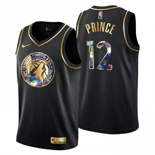 Minnesota Minnesota Timberwolves #12 Taurean Prince Mens Golden Edition Diamond Logo 2021/22 Swingman Jersey - Black Mens