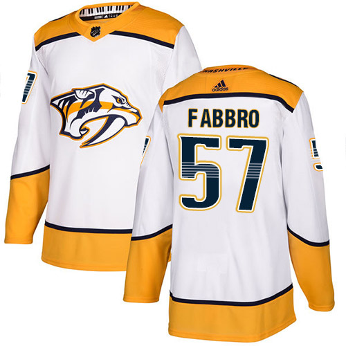 Adidas Nashville Predators #57 Dante Fabbro White Road Authentic Stitched Jersey Men's