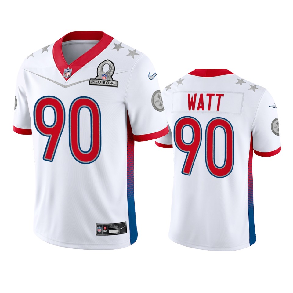 Steelers #90 T.J. Watt Men's 2022 AFC Pro Bowl Game Jersey White