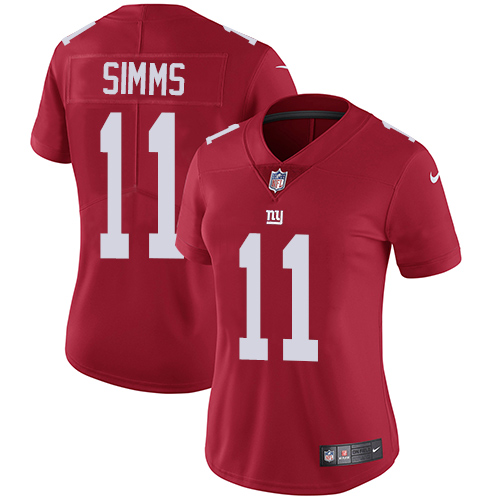 New York Giants #11 Phil Simms Red Alternate Women's Stitched Vapor Untouchable Limited Jersey Womens