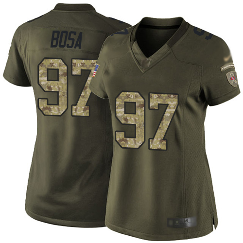 49ers #97 Nick Bosa Green Women's Stitched Limited 2015 Salute To Service Jersey