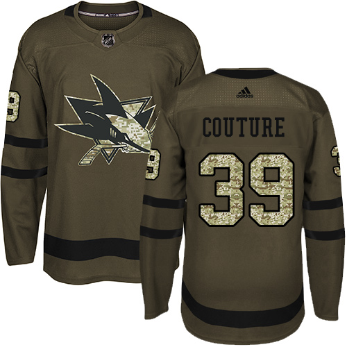 Adidas San Jose Sharks #39 Logan Couture Green Salute to Service Stitched Jersey Men's