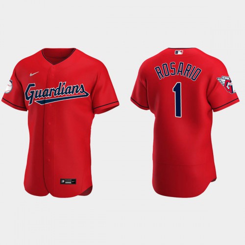 Cleveland Guardians #1 Amed Rosario Men's 2022 Authentic Alternate Stitched Jersey - Red Men's