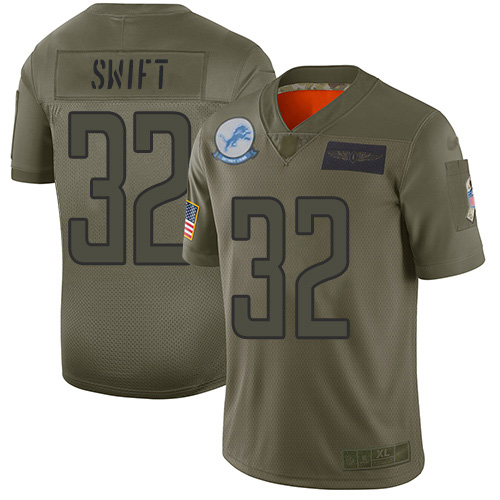 Detroit Lions #32 D'Andre Swift Camo Youth Stitched Limited 2019 Salute To Service Jersey Youth
