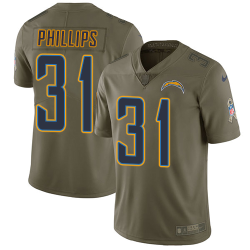 Los Angeles Chargers #31 Adrian Phillips Olive Men's Stitched Limited 2017 Salute To Service Jersey Men's