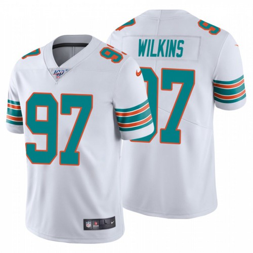 Miami Dolphins #97 Christian Wilkins White Alternate Men's Stitched 100th Season Vapor Untouchable Limited Jersey Men's