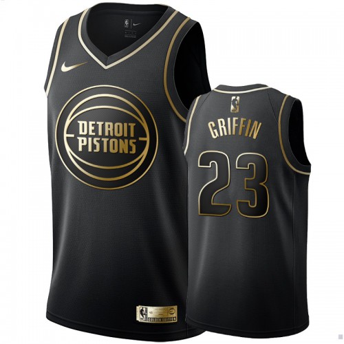 Detroit Pistons #23 Blake Griffin Mens Black Golden Edition Swingman Jersey Mens