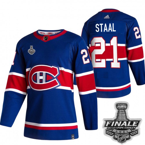 Adidas Montreal Canadiens #21 Eric Staal Blue Road Authentic Youth 2021 Stanley Cup Final Patch Jersey Youth