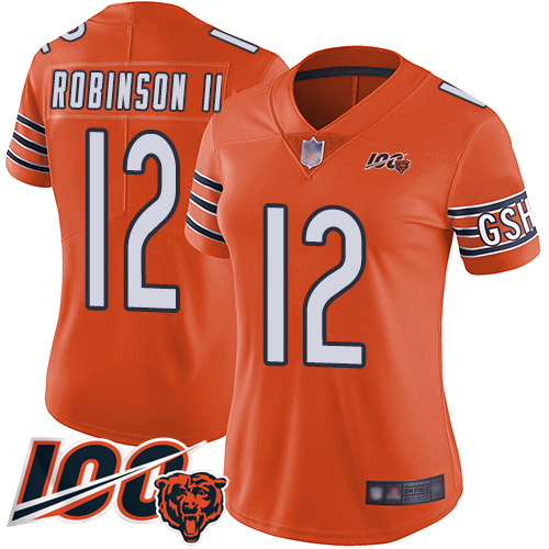 Chicago Bears #12 Allen Robinson II Orange Women's Stitched Limited Rush 100th Season Jersey Womens