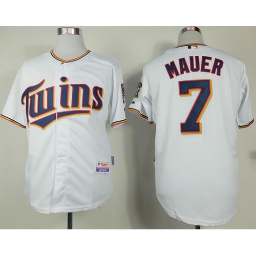 Minnesota Twins #7 Joe Mauer White Home Cool Base Stitched Jersey Men's