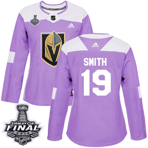 Adidas Golden Vegas Golden Knights #19 Reilly Smith Purple Authentic Fights Cancer 2018 Stanley Cup Final Women's Stitched Jersey Womens