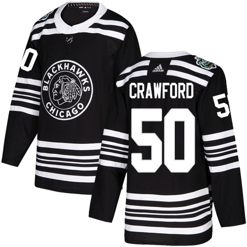 Adidas Chicago Blackhawks #50 Corey Crawford Black Authentic 2019 Winter Classic Stitched Youth Jersey Youth