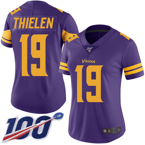 Vikings #19 Adam Thielen Purple Women's Stitched Limited Rush 100th Season Jersey
