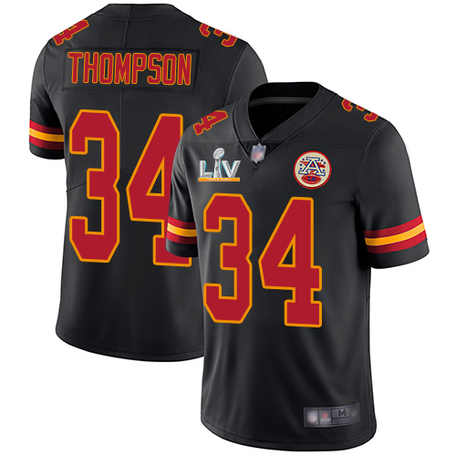 Kansas City Chiefs #34 Darwin Thompson Black Youth Super Bowl LV Bound Stitched Limited Rush Jersey Youth