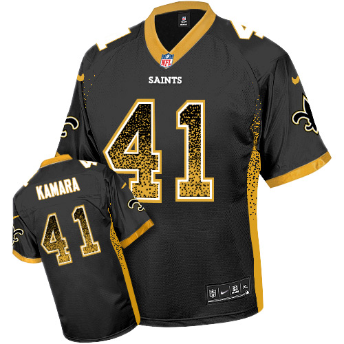 Saints #41 Alvin Kamara Black Team Color Men's Stitched Elite Drift Fashion Jersey