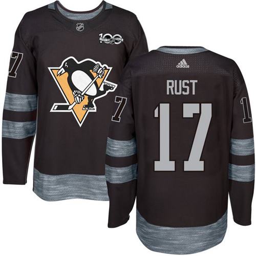 Adidas Pittsburgh Penguins #17 Bryan Rust Black 1917-2017 100th Anniversary Stitched Jersey Men's