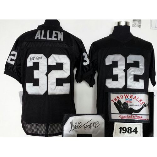 Mitchell And Ness Autographed Las Vegas Raiders #32 Marcus Allen Black Stitched Throwback Jersey Men's