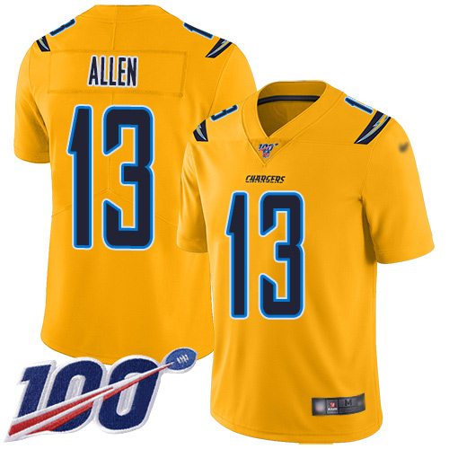 Chargers #13 Keenan Allen Gold Men's Stitched Limited Inverted Legend 100th Season Jersey