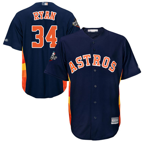 Houston Astros #34 Nolan Ryan Navy Blue Cool Base 2019 World Series Bound Stitched Youth Jersey Youth