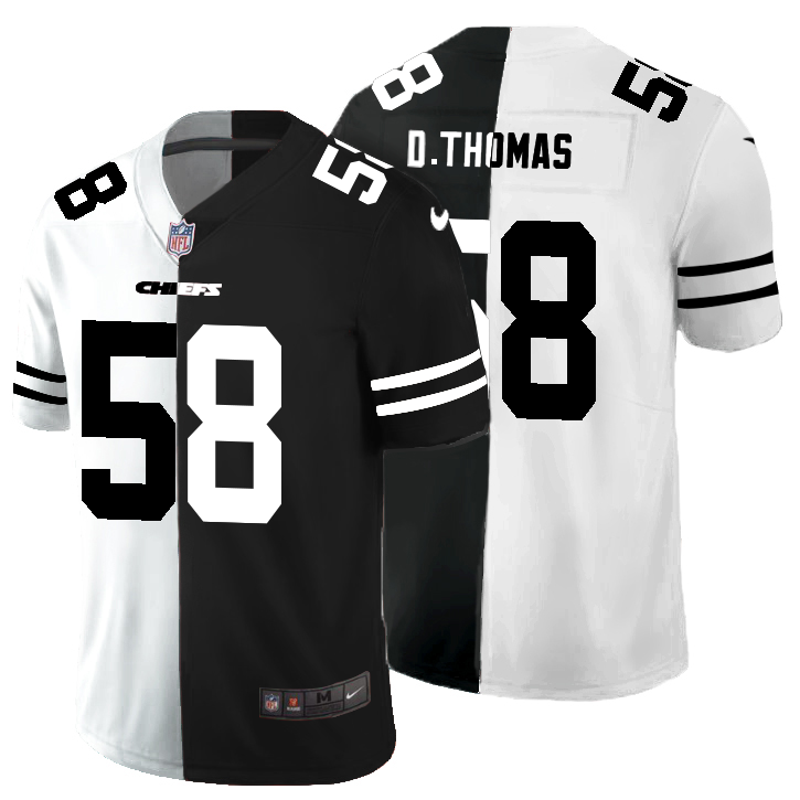 Kansas City Chiefs #58 Derrick Thomas Men's Black V White Peace Split Vapor Untouchable Limited Jersey