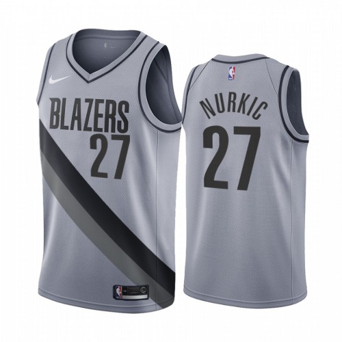 Portland Trail Portland Trail Blazers #27 Jusuf Nurkic Gray Swingman 2020-21 Earned Edition Jersey Mens