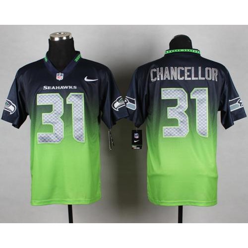 Seattle Seahawks #31 Kam Chancellor Steel Blue/Green Men's Stitched Elite Fadeaway Fashion Jersey Men's