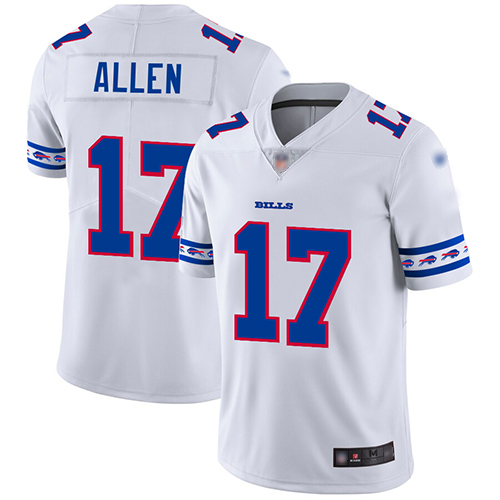 Bills #17 Josh Allen White Men's Stitched Limited Team Logo Fashion Jersey