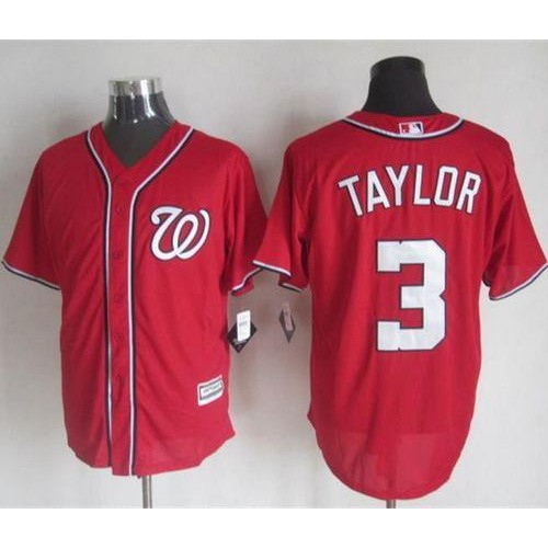 Washington Nationals #3 Michael Taylor Red New Cool Base Stitched Jersey Men's