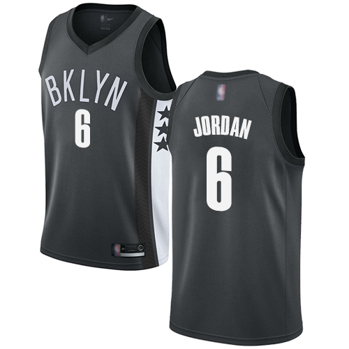 Brooklyn Nets #6 DeAndre Jordan Gray Swingman Statement Edition Jersey Mens