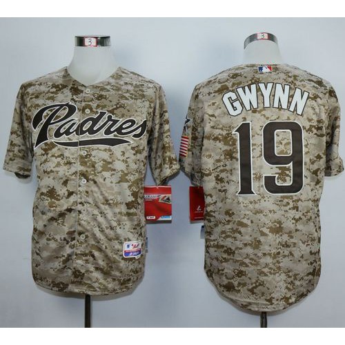 San Diego Padres #19 Tony Gwynn Camo Alternate 2 Cool Base Stitched Jersey Men's