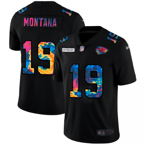 Kansas City Kansas City Chiefs #19 Joe Montana Men's Multi-Color Black 2020 Crucial Catch Vapor Untouchable Limited Jersey Men's