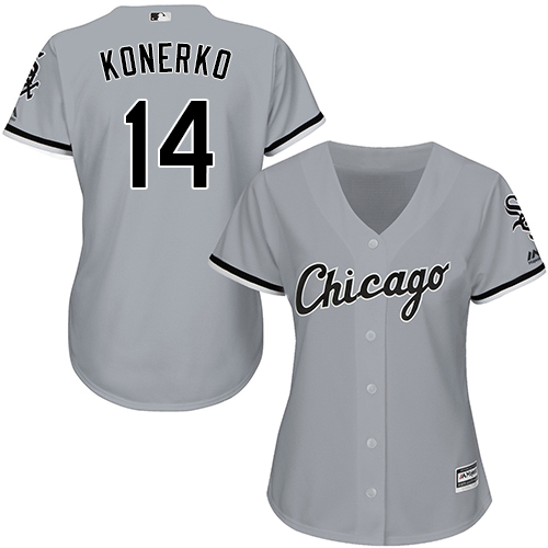 Chicago White Sox #14 Paul Konerko Grey Road Women's Stitched Jersey Womens