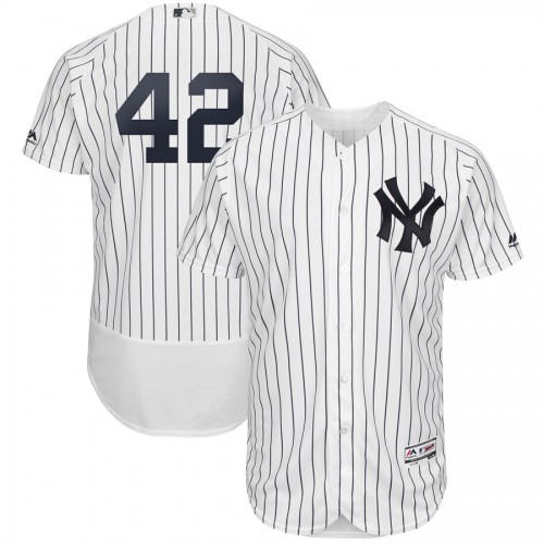 New York New York Yankees #42 Mariano Rivera Majestic 2019 Hall of Fame Authentic Collection Flex Base Player Jersey White Navy Men's