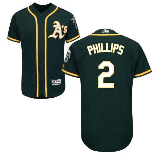 Oakland Athletics #2 Tony Phillips Green Flexbase Authentic Collection Stitched Jersey Men's
