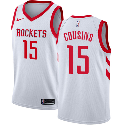 Houston Rockets #15 DeMarcus Cousins White Swingman Association Edition Jersey Mens