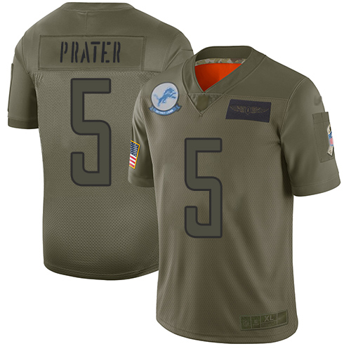 Detroit Lions #5 Matt Prater Camo Youth Stitched Limited 2019 Salute to Service Jersey Youth