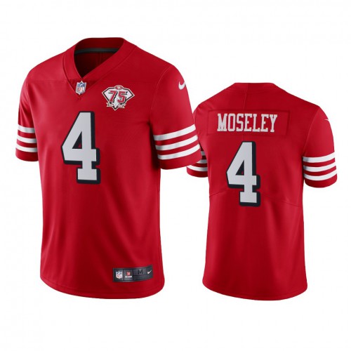 San Francisco 49ers #4 Emmanuel Moseley Red Rush Men's 75th Anniversary Stitched Vapor Untouchable Limited Jersey Men's