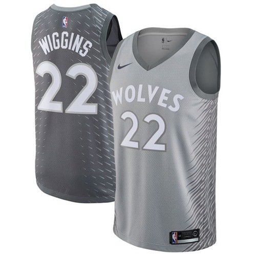 Minnesota Timberwolves #22 Andrew Wiggins Silver Swingman City Edition Jersey Mens