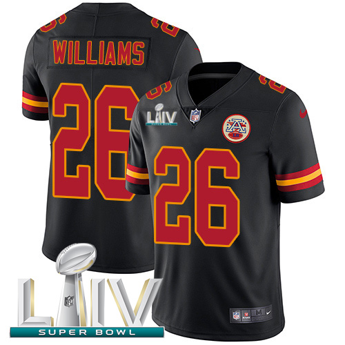 Kansas City Chiefs #26 Damien Williams Black Super Bowl LIV 2020 Men's Stitched Limited Rush Jersey Men's