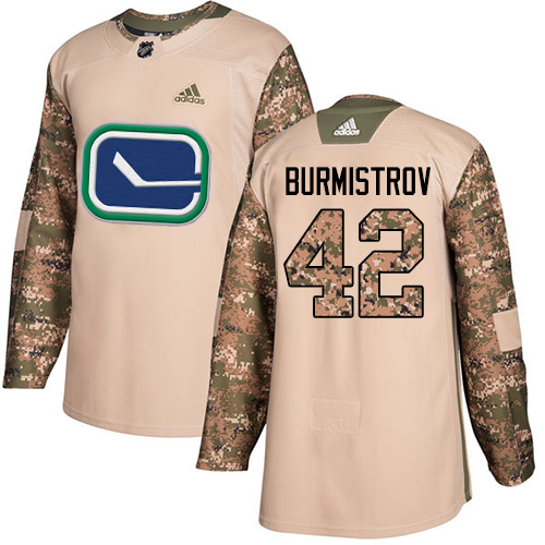 Adidas Vancouver Canucks #42 Alex Burmistrov Camo Authentic 2017 Veterans Day Stitched Jersey Men's
