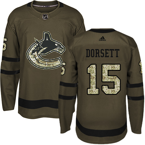 Adidas Vancouver Canucks #15 Derek Dorsett Green Salute to Service Youth Stitched Jersey Youth