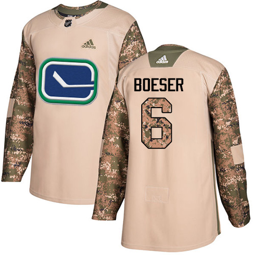 Adidas Vancouver Canucks #6 Brock Boeser Camo Authentic 2017 Veterans Day Youth Stitched Jersey Youth