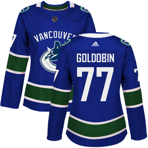Adidas Vancouver Canucks #77 Nikolay Goldobin Blue Home Authentic Women's Stitched Jersey Womens