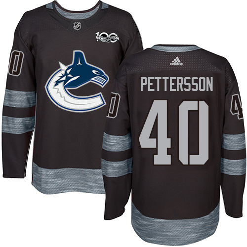 Adidas Vancouver Canucks #40 Elias Pettersson Black 1917-2017 100th Anniversary Stitched Jersey Men's