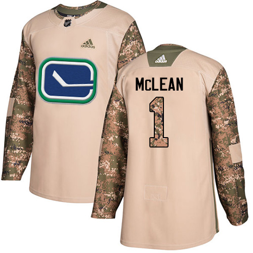 Adidas Vancouver Canucks #1 Kirk Mclean Camo Authentic 2017 Veterans Day Stitched Jersey Men's
