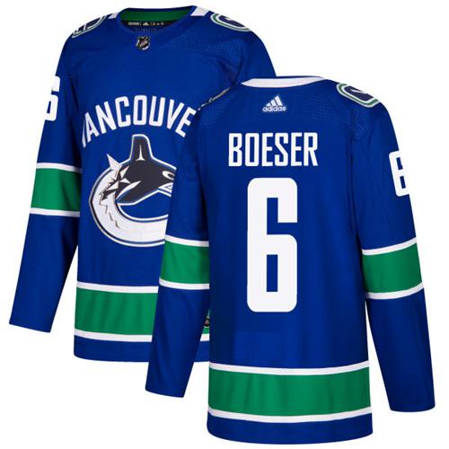 Adidas Vancouver Canucks #6 Brock Boeser Blue Home Authentic Youth Stitched Jersey Youth
