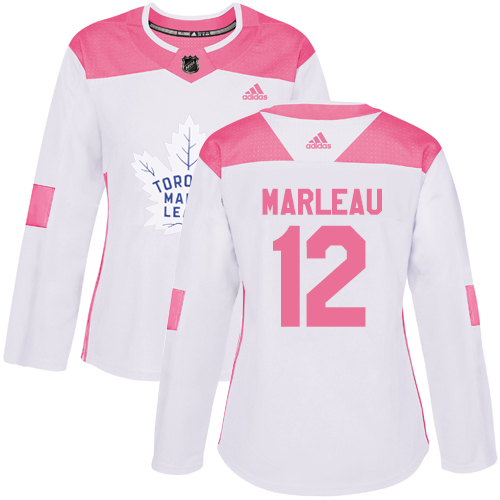 Adidas Maple Toronto Maple Leafs #12 Patrick Marleau White/Pink Authentic Fashion Women's Stitched Jersey Womens